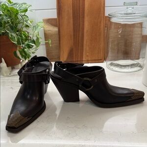 Leather Heeled Mules